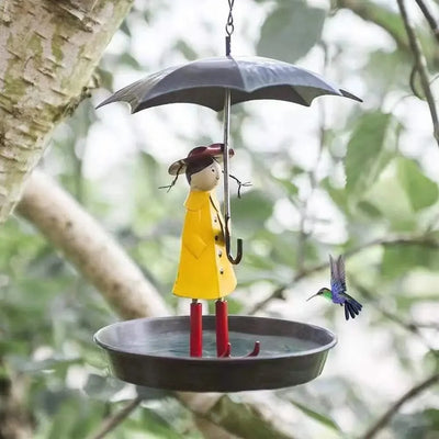 Bird Feeder Powder-Coated Metal Raincoat Design Large Refill Opening