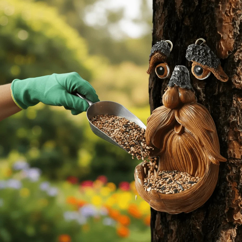 Bird Feeder Tree Face Weather-Resistant Resin