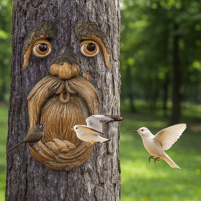 Bird Feeder Tree Face Weather-Resistant Resin