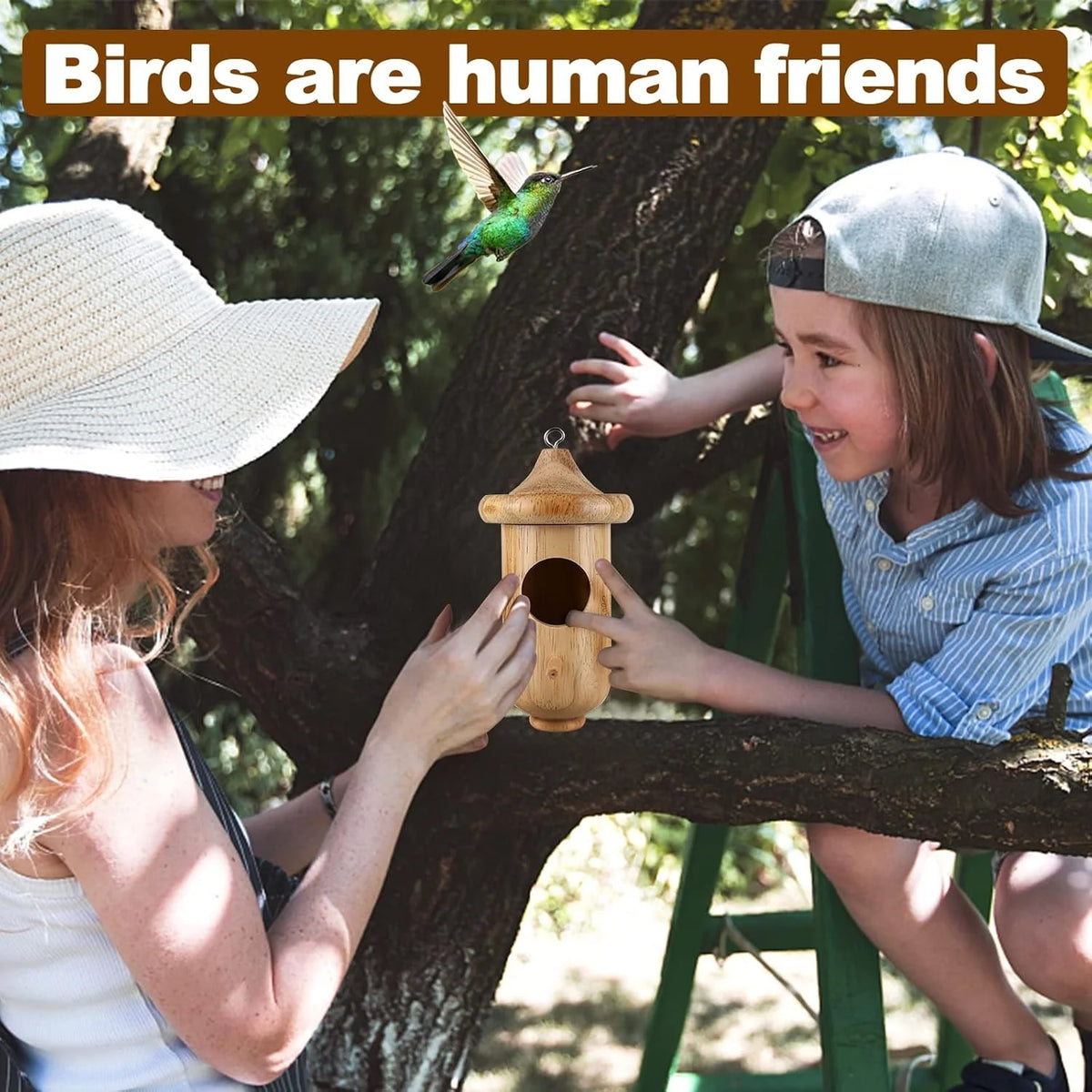 Bird House Pine Wood Hinged Roof Set of 3