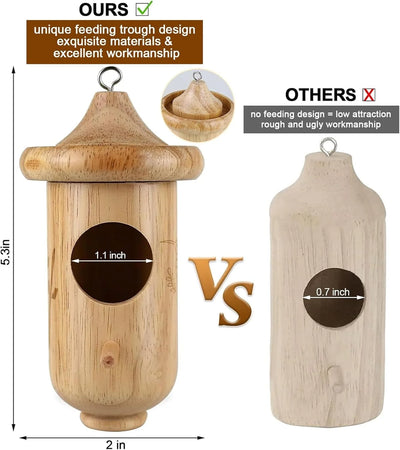 Bird House Pine Wood Hinged Roof Set of 3