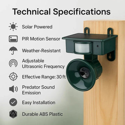 Bird Repeller Solar-Powered Motion-Activated Sound Weather-Resistant
