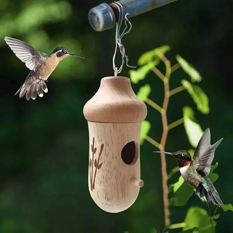 Birdhouse Set Natural Wood Engraved Set of 3