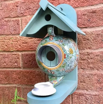 Birdhouse Teapot Design Hand-Painted UV & Frost-Resistant Resin