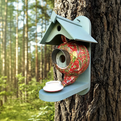 Birdhouse Teapot Design Hand-Painted UV & Frost-Resistant Resin