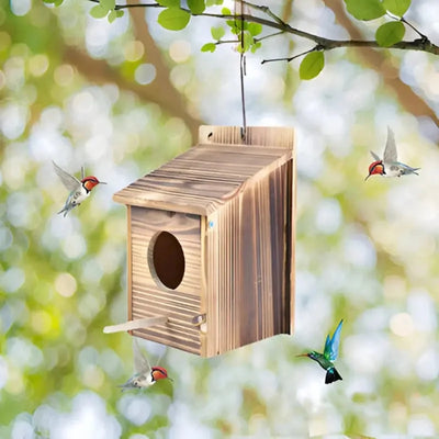 Birdhouse Wooden Rope Hanger Indoor & Outdoor