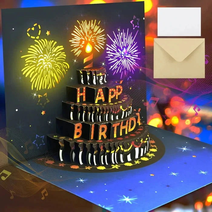 Birthday Card 3D Pop-Up Cake LED Lights