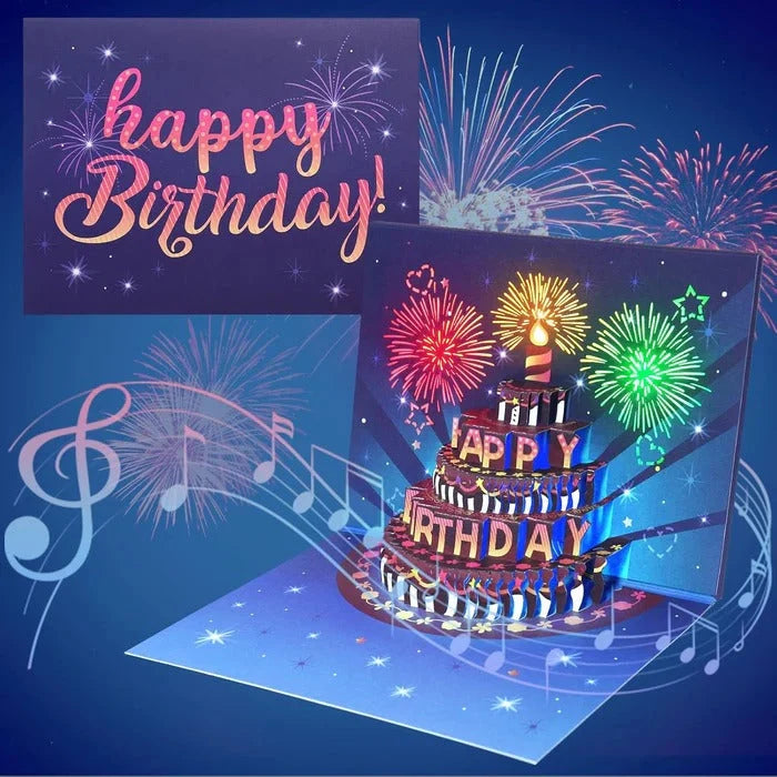 Birthday Card 3D Pop-Up Cake LED Lights