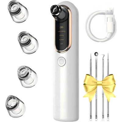 Blackhead Remover Pore Vacuum Adjustable Suction USB-C Rechargeable 5 Heads