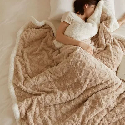 Blanket Double-Sided Lambswool & Flannel Machine Washable Waterproof
