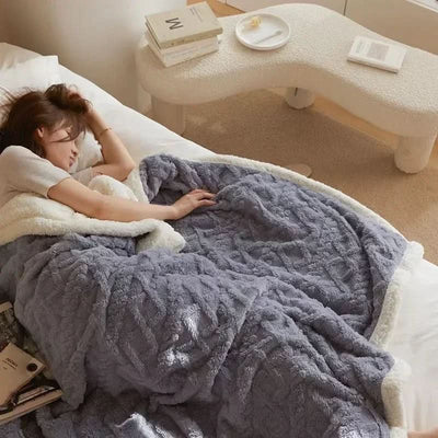 Blanket Double-Sided Lambswool & Flannel Machine Washable Waterproof