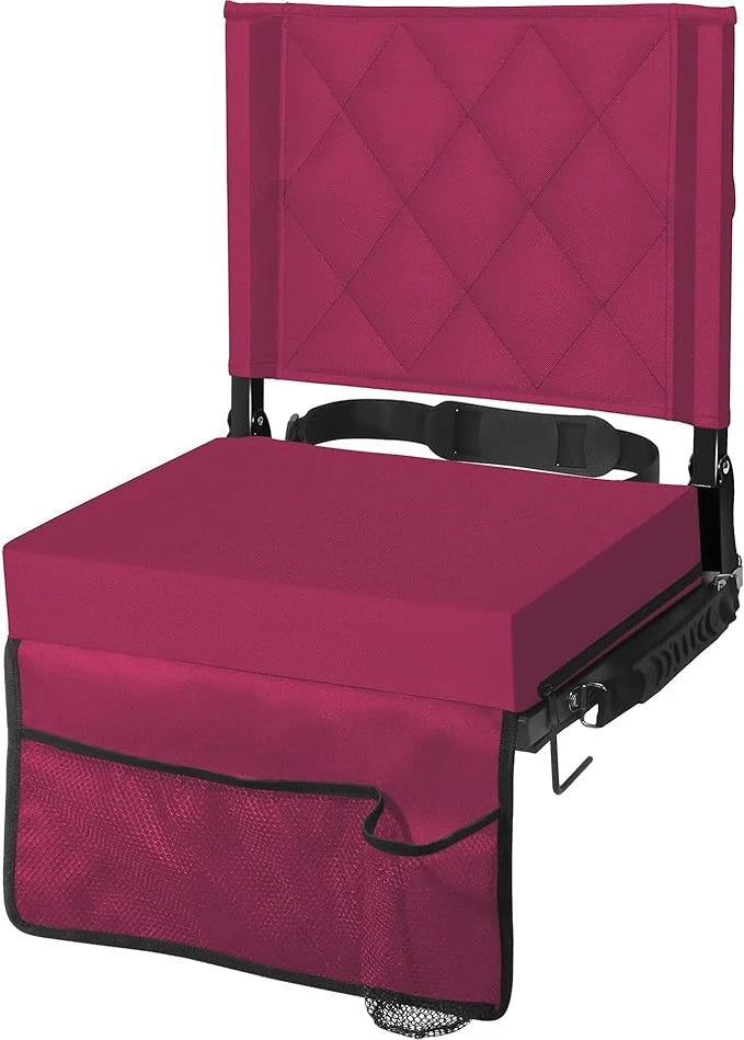Bleacher Seat Angled Backrest & Non-Slip Base Folds Flat