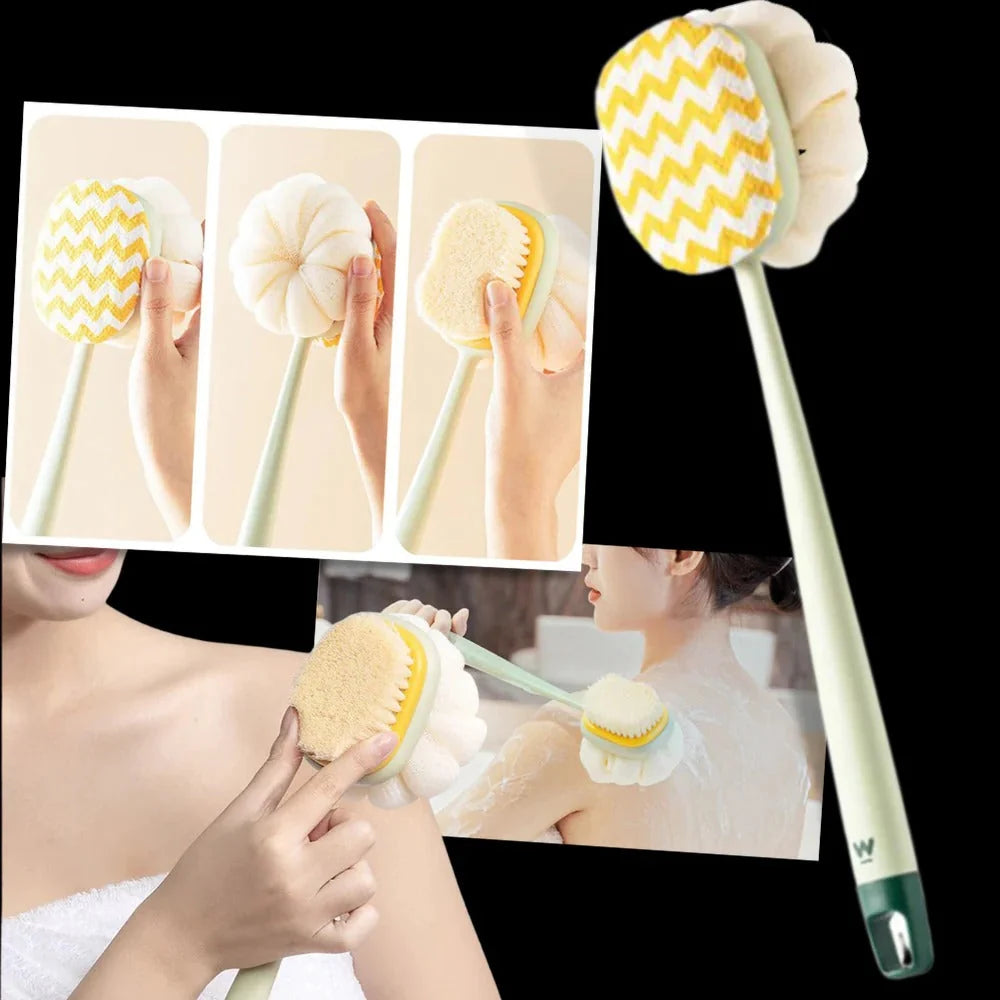 Body Scrubber Dual-Sided Brush Long Handle Lightweight & Durable