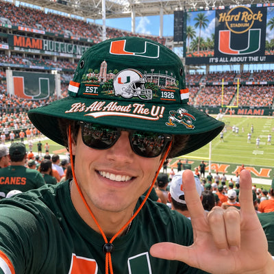 Boonie Hat Football Graphic Wide Brim Adjustable Chin Cord