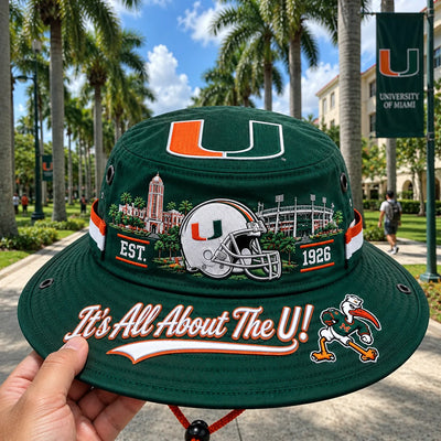 Boonie Hat Football Graphic Wide Brim Adjustable Chin Cord