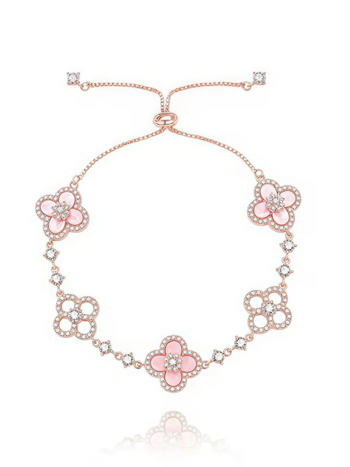 Bracelet Floral Shell & Crystal Gold-Plated Tarnish-Resistant