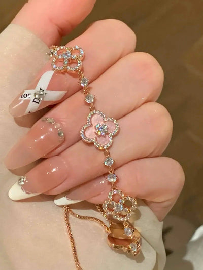 Bracelet Floral Shell & Crystal Gold-Plated Tarnish-Resistant