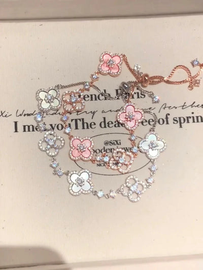 Bracelet Floral Shell & Crystal Gold-Plated Tarnish-Resistant