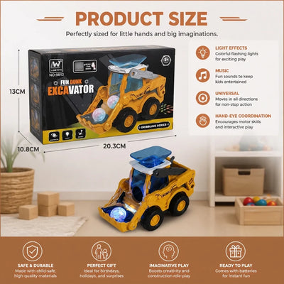 Bulldozer Toy Ball Launcher & Light-Up Lights