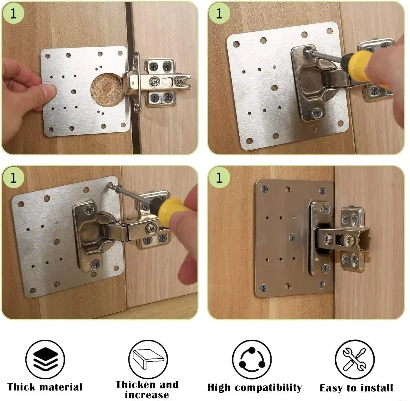 Cabinet Hinge Repair Kit Stainless Steel Tool-Free 10 Pack