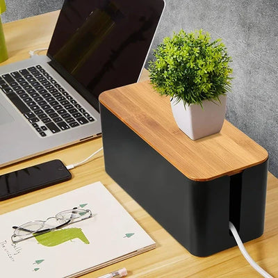 Cable Organizer Box Secure Lid Side Openings