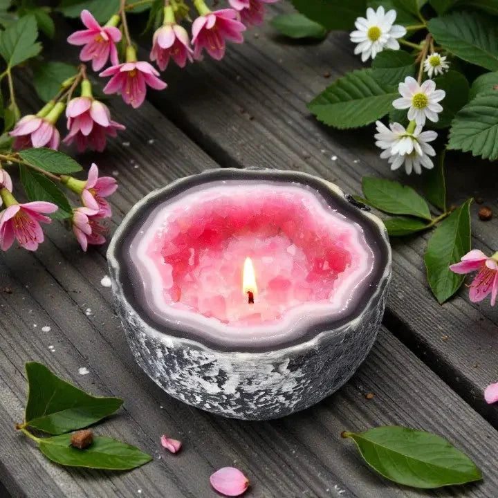 Candle Crystal Geode Bowl Natural Wax & Even Flame