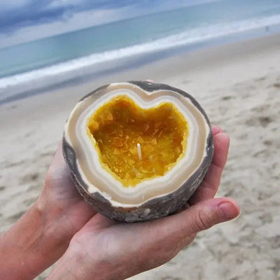 Candle Crystal Geode Bowl Natural Wax & Even Flame