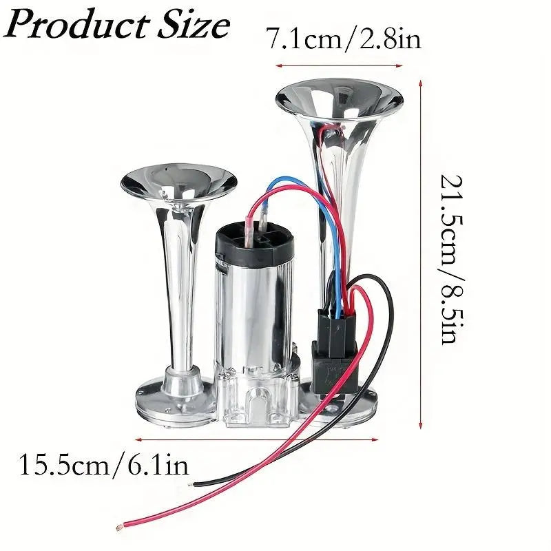 Car Air Horn Dual 130 dB Auto-Refill Compressor