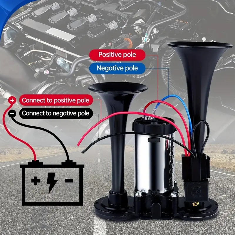Car Air Horn Dual 130 dB Auto-Refill Compressor
