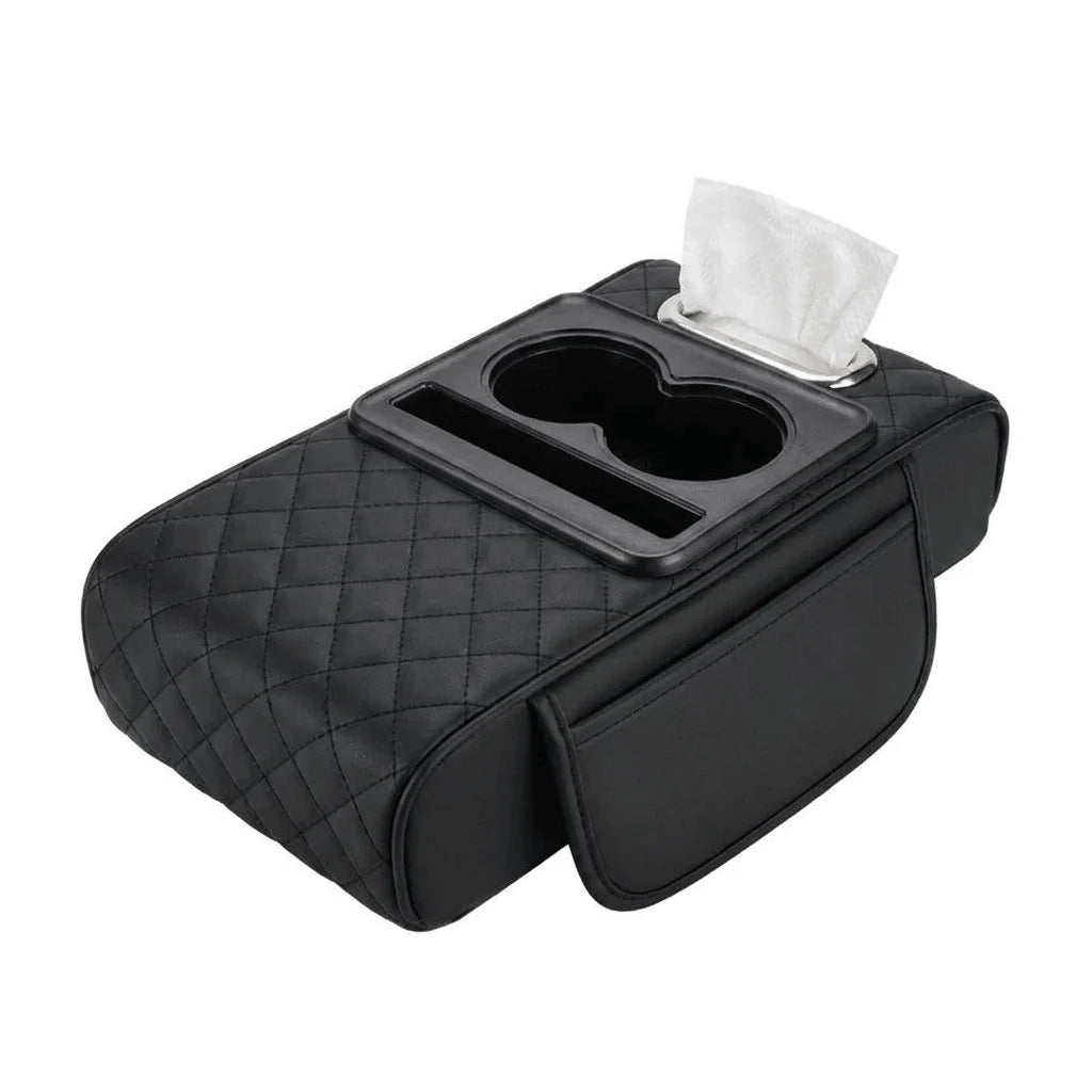 Car Armrest Organizer Memory Foam Padded Cup Holder