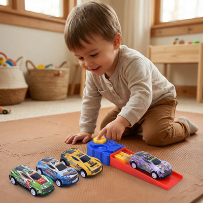 Car Catapult Set Button-Press Launcher Die-Cast Cars