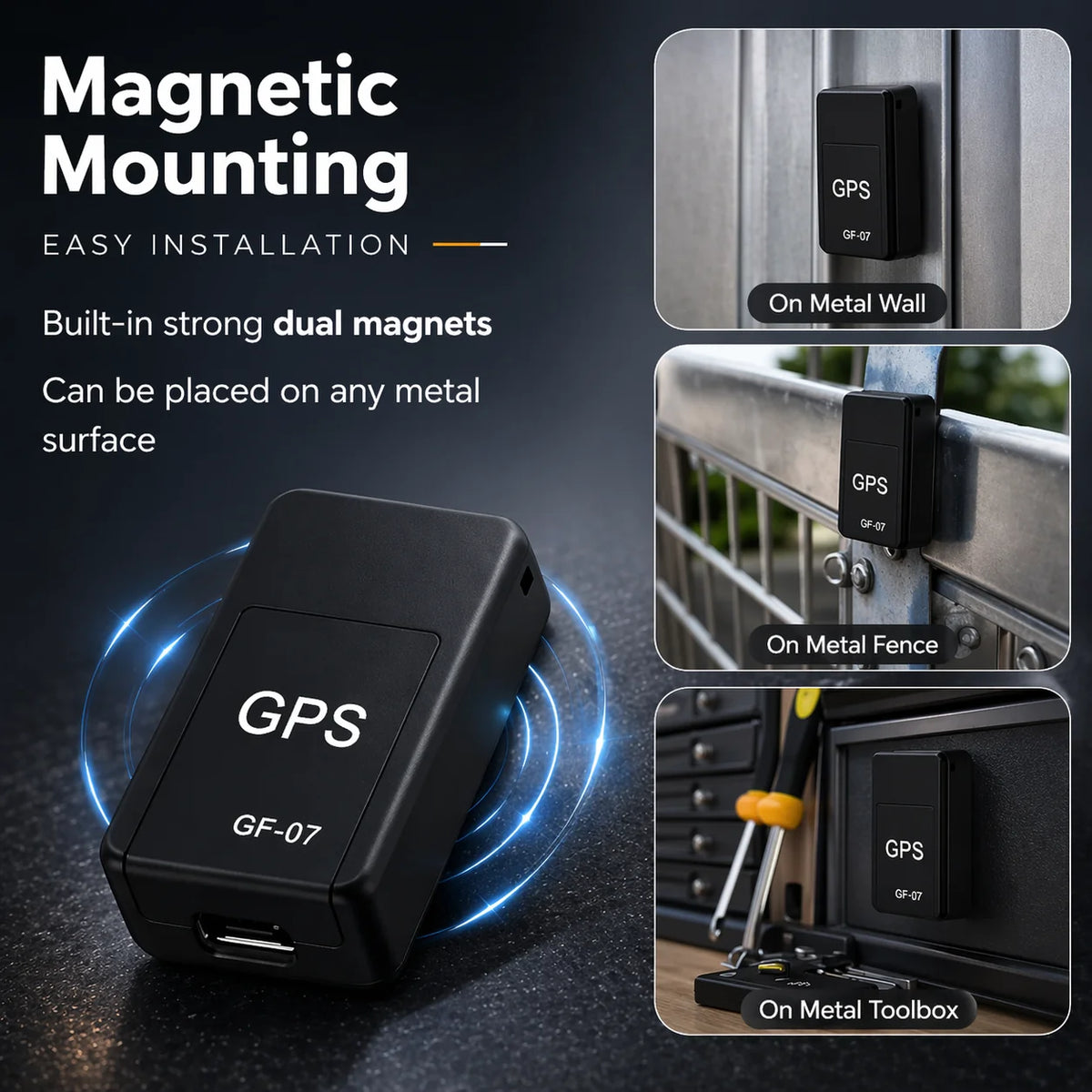Car GPS Tracker Dual Magnetic Real Time No Subscription