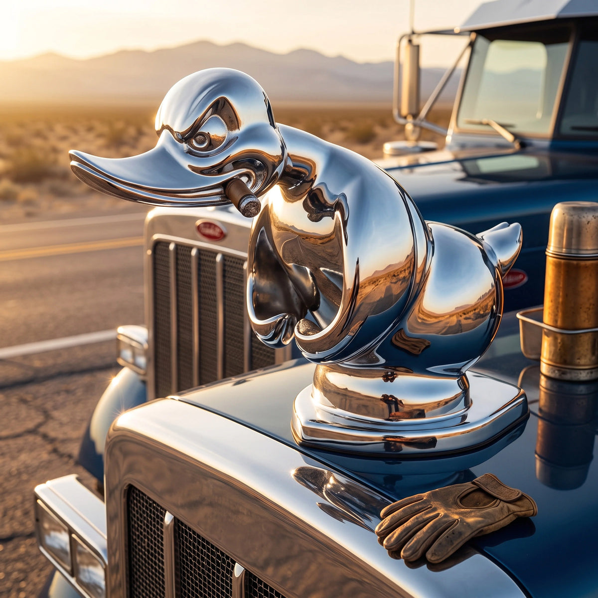 Car Grille Emblem Duck Design Chrome-Plated Pin Mount
