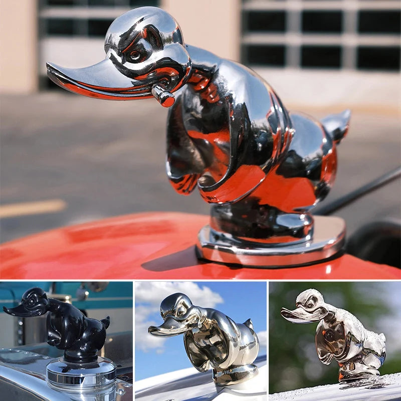 Car Grille Emblem Duck Design Chrome-Plated Pin Mount