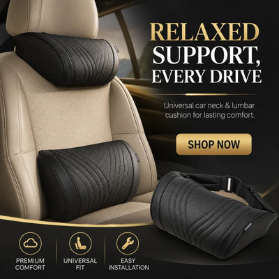 Car Neck Pillow Ergonomic Contour Adjustable Strap