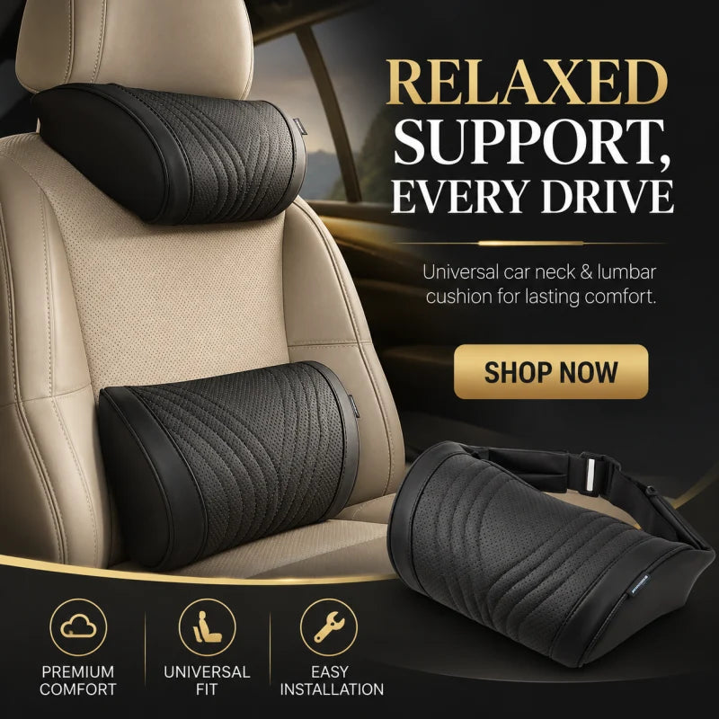 Car Neck Pillow Ergonomic Contour Adjustable Strap