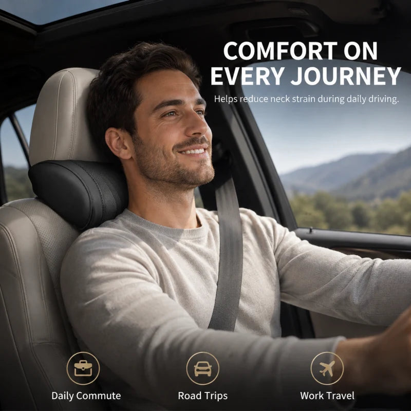 Car Neck Pillow Ergonomic Contour Adjustable Strap