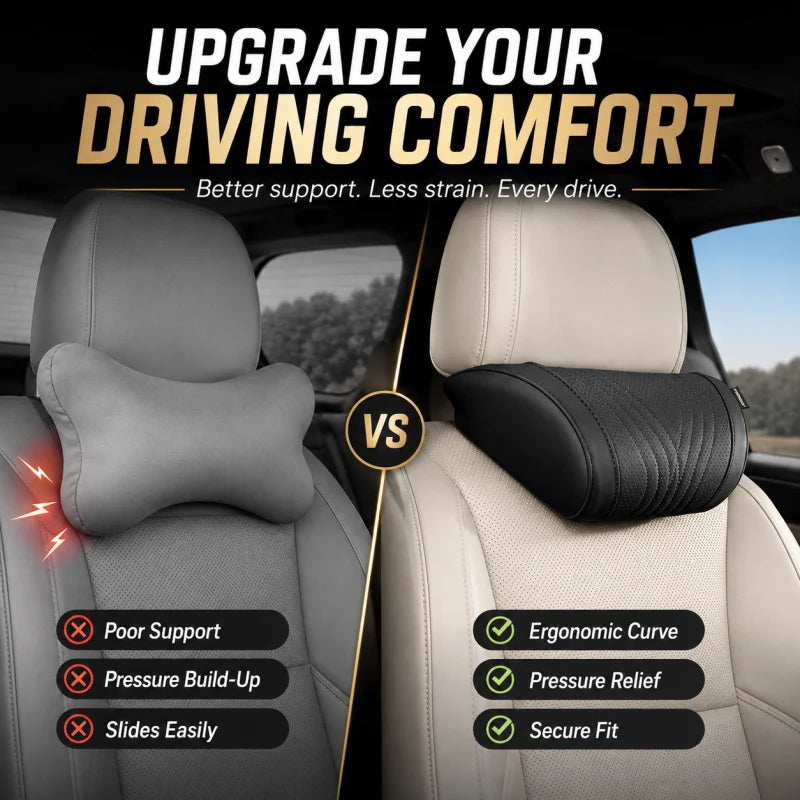 Car Neck Pillow Ergonomic Contour Adjustable Strap