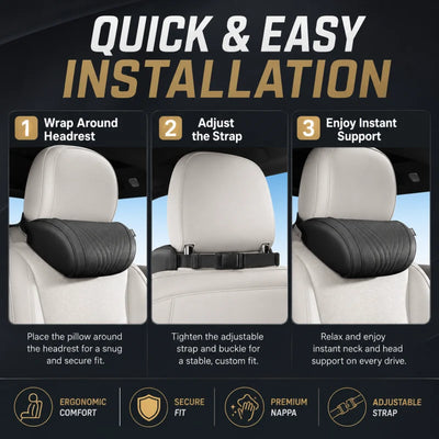 Car Neck Pillow Ergonomic Contour Adjustable Strap