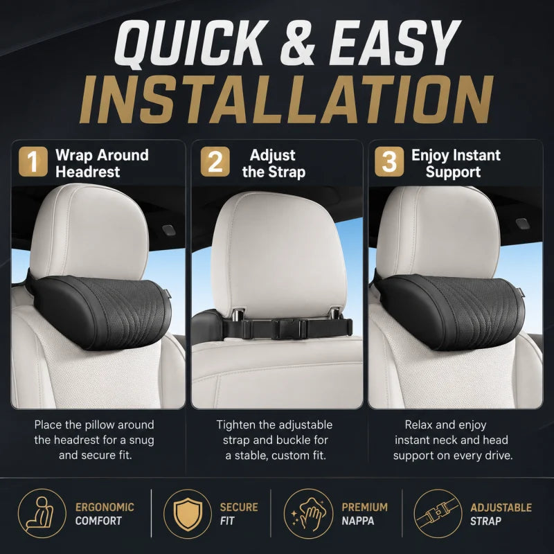 Car Neck Pillow Ergonomic Contour Adjustable Strap