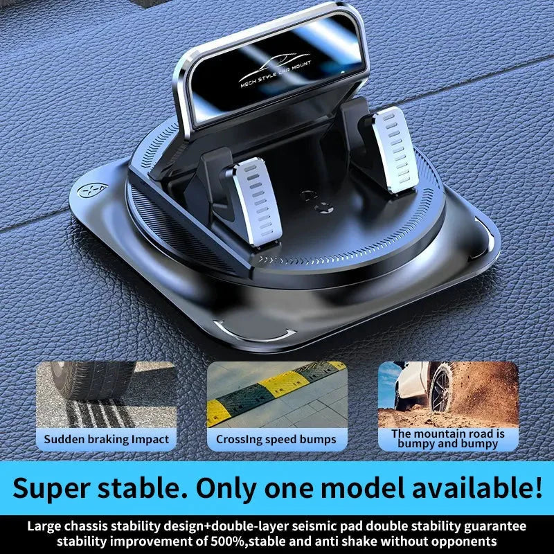 Car Phone Holder Weighted Slip-Resistant Base 360° Rotation