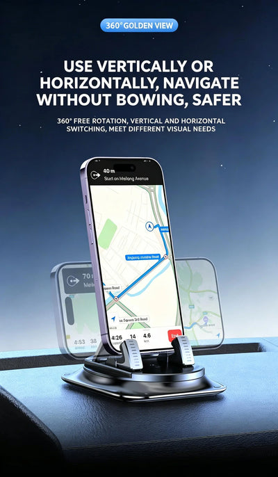Car Phone Holder Weighted Slip-Resistant Base 360° Rotation
