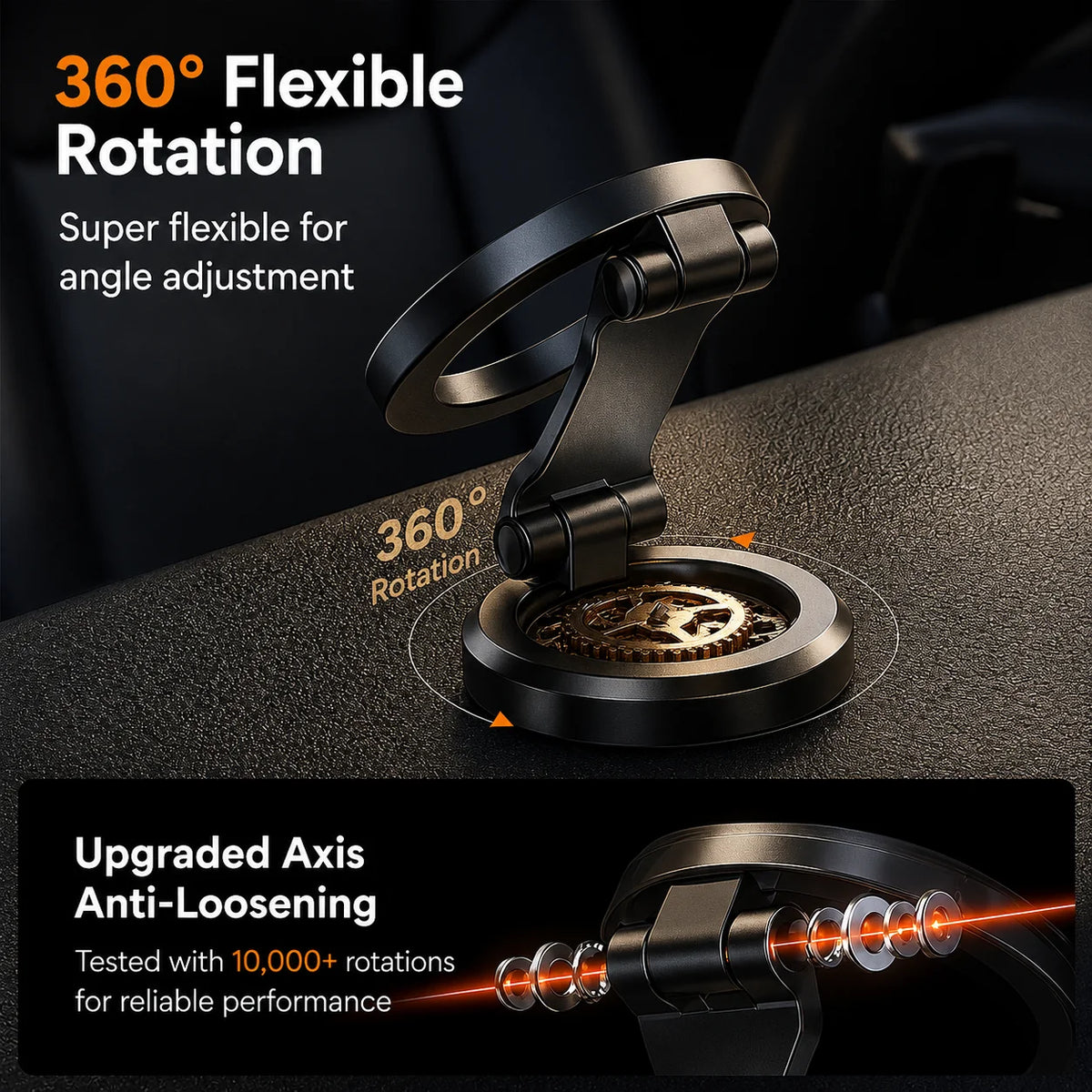 Car Phone Mount Magnetic Hold 360° Rotatable Foldable Arm