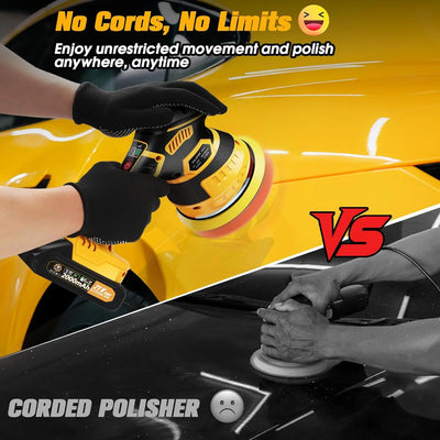 Car Polisher Cordless Orbital Variable Speed With Foam Pads