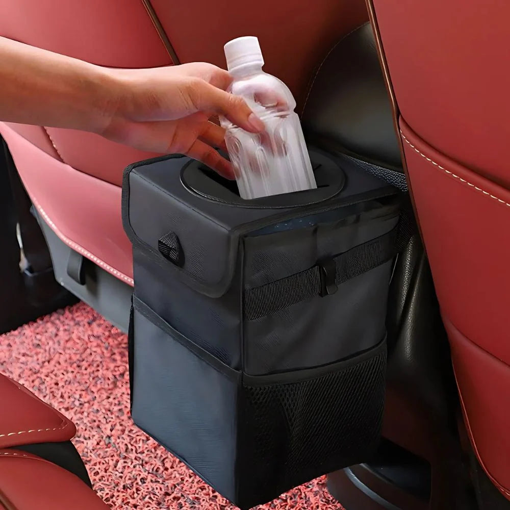 Car Trash Bin Collapsible Waterproof Interior Secure Lid
