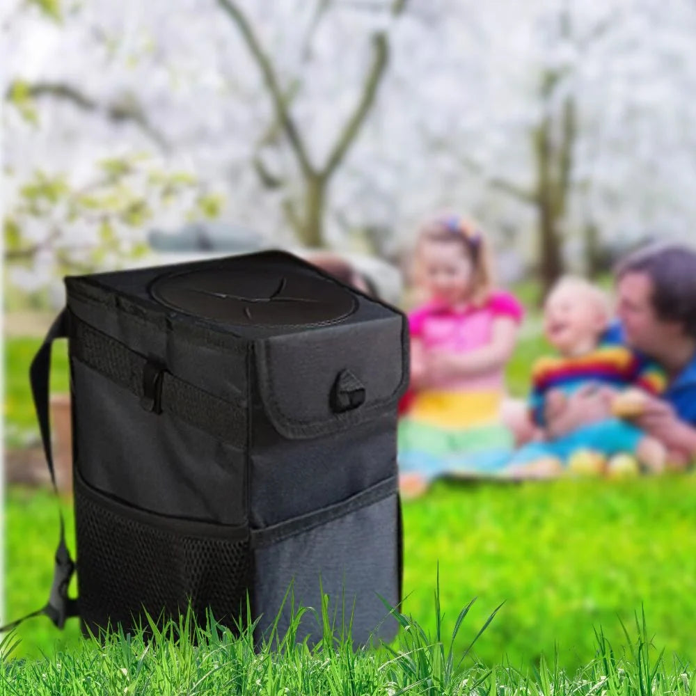 Car Trash Bin Collapsible Waterproof Interior Secure Lid