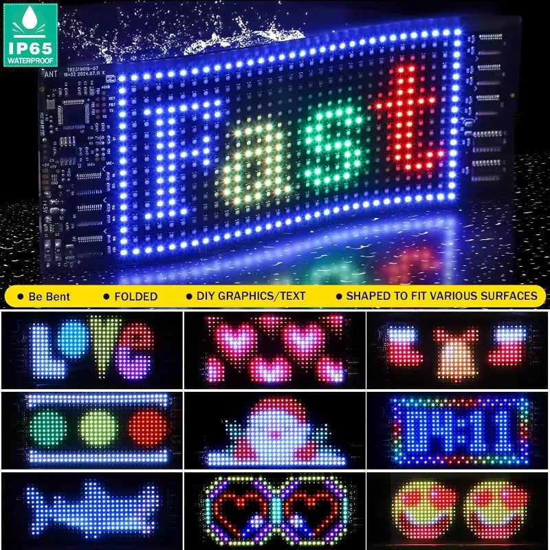 Car Windshield LED Display RGB App & Remote Control