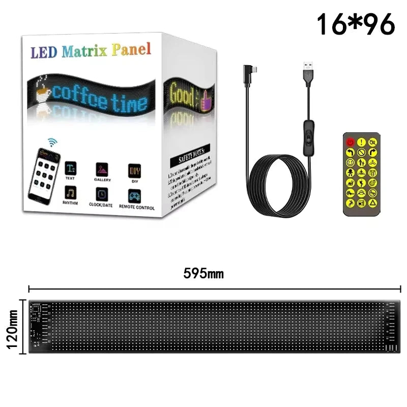 Car Windshield LED Display RGB App & Remote Control