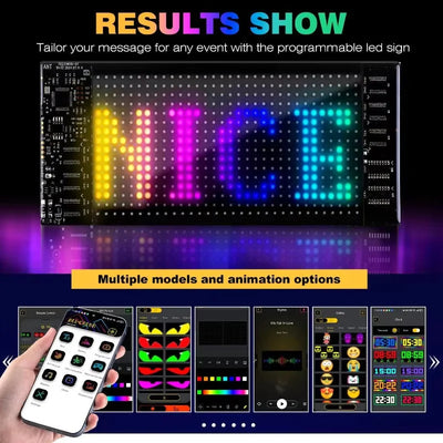 Car Windshield LED Display RGB App & Remote Control