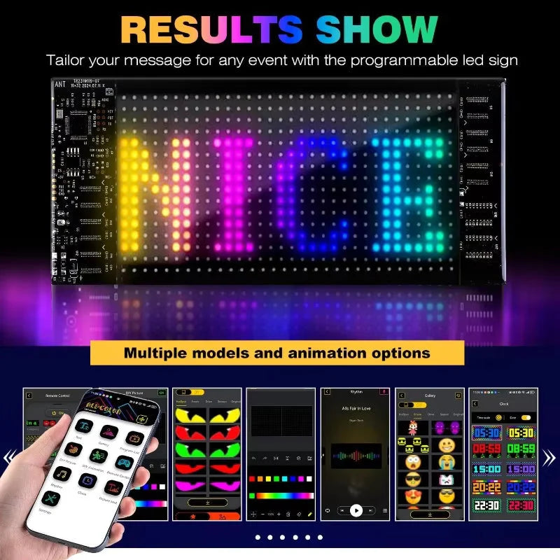 Car Windshield LED Display RGB App & Remote Control